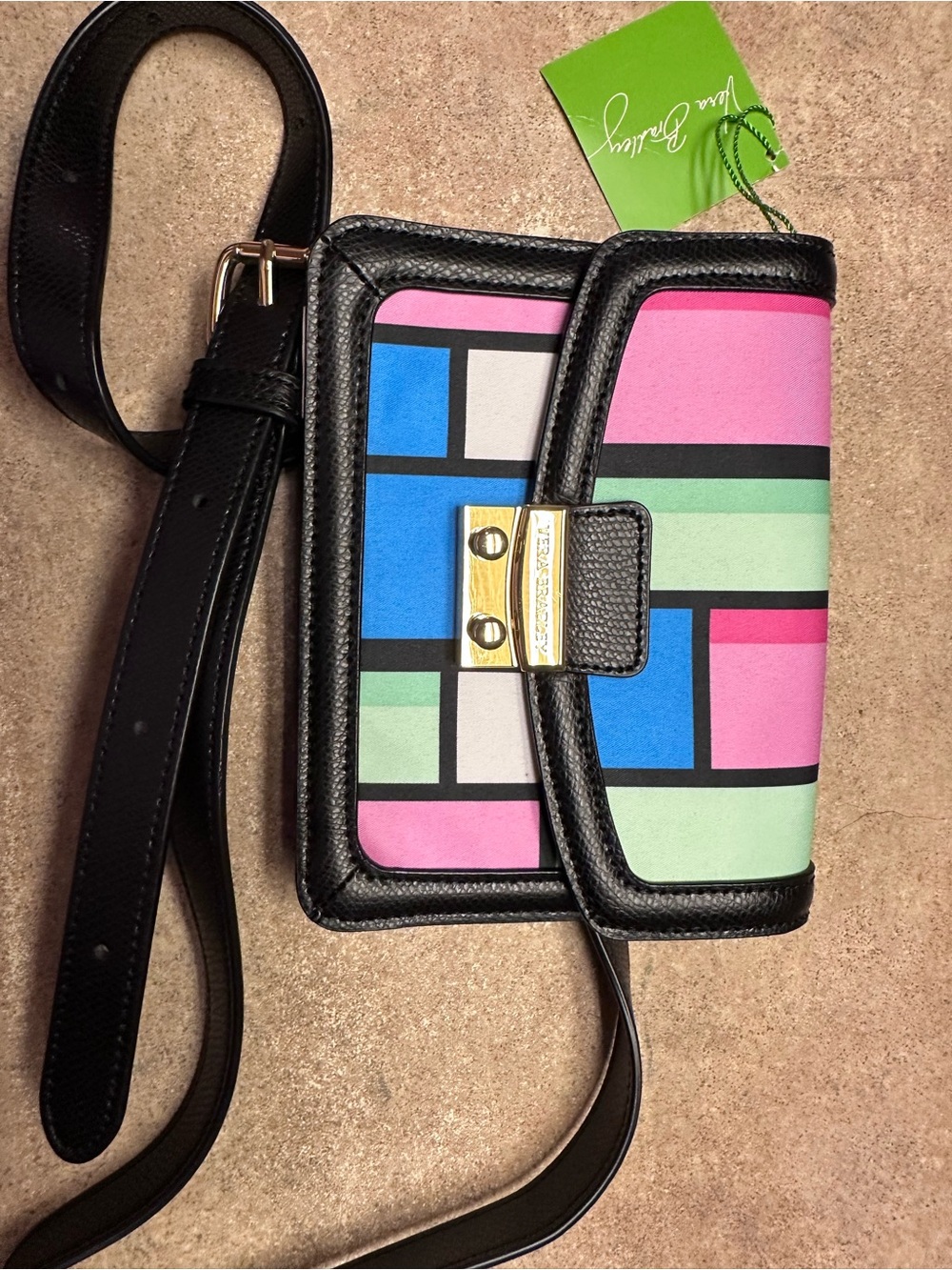 Vera Bradley Tess Colorblock Belt Bag  Pink, Blue & Mint E